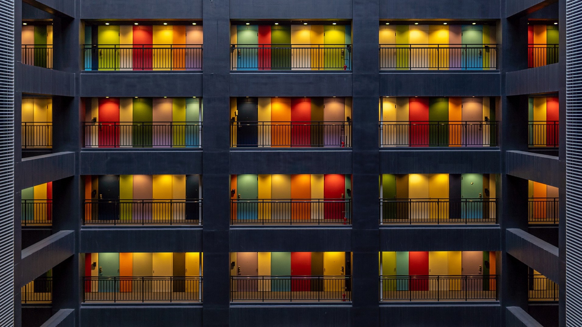 colourful doors in a condo